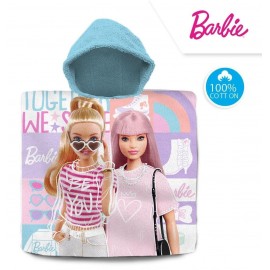 Poncho Mare di Cotone con Cappuccio Barbie - Dimensioni 120x60 cm