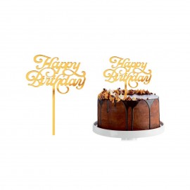 Cake Topper Compleanno in plexiglass specchiato - Silhouette Happy Birthday Decorazione Torta