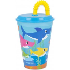 Bicchiere con Cannuccia Baby Shark Disney 430ml - Perfetto per Scuola e Tempo Libero dei Bambini