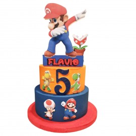 Torta Compleanno Super Mario Bros - Decorazione Alta Qualità - Personalizzabile con Nome e Numero