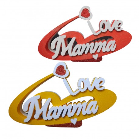 "Centro Tavola Cuore 'I Love Mamma' in Polistirolo - Dimensioni 40x20 cm"