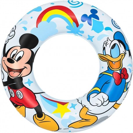 Ciambella Salvagente Gonfiabile per Bambini Mickey Mouse - 56 cm, Divertente Grafica con Topolino e Amici