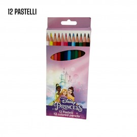 Scatola Principesse Disney con 12 Pastelli Colorati - Ottimi Regalini Fine Festa e Utili per la Scuola