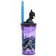 Bicchiere con Cannuccia Ripiegabile Batman Personaggio 3D - BPA Free - Capacità 360 ml