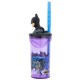 Bicchiere con Cannuccia Ripiegabile Batman Personaggio 3D - BPA Free - Capacità 360 ml