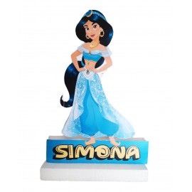 Sagoma Personalizzata Principessa Jasmine per il tuo Tavolo - Decorazione Centrale con Nome Stampato - Polistirolo 45x30 cm"
