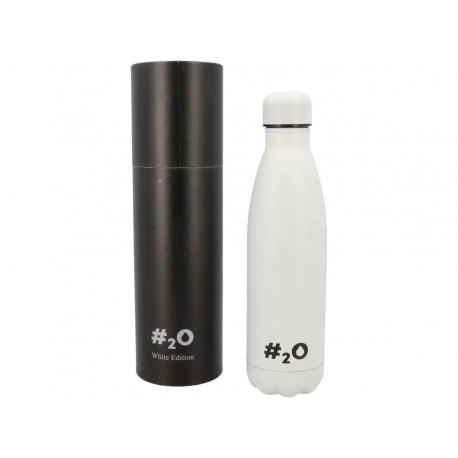 Borraccia bianco matto con logo bianco lucido Acciaio 500ml: Eleganza e Funzionalità in Un Solo Oggetto Scuola Sport Lavoro"