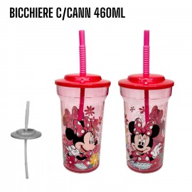Bicchiere con Cannuccia 460ml Disney Minnie Mouse - Ideale per Scuola, Sport e Tempo Libero delle Bambine