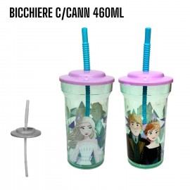 Bicchiere con Cannuccia 460ml Disney Frozen Anna Elsa - Perfetto per Scuola, Sport e Tempo Libero delle Bambine