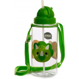 Borraccia per Bambini con Cannuccia 450ml - Dinosauro - Animali Dolci