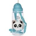 Borraccia per Bambini con Cannuccia 450ml - Animali Dolci: Panda, Orsetto, Tigre - con Tracollina