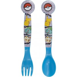 Posate Pokémon in Plastica BPA Free - Set Forchetta e Cucchiaio 2 Pz per Scuola e Tempo Libero