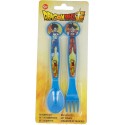 Posate Dragon Ball Z di Plastica BPA Free - Set Forchetta e Cucchiaio 2 Pz per Scuola e Tempo Libero