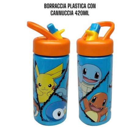Borraccia Pokemon con Beccuccio Ripiegabile - 410 ml | Design Sicuro e Duraturo