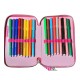 Astuccio Barbie 3 Cerniere Rosa per Bambina - Set Completo Scuola con 18 Pastelli, 18 Pennarelli Giotto Turbo Color e Accessori