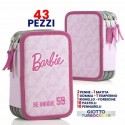 Astuccio Scuola di Barbie con 3 Zip - Completo di Pennarelli Giotto, Penna e Pastelli - 44 Pezzi