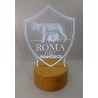 Lampada LED Personalizzabile  Roma in Plexiglass, Luce Notte RGB con Incisione Personalizzata, Idea Regalo per Tifosi - H 20 cm
