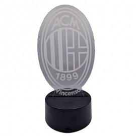 Lampada LED Personalizzabile Milan in Plexiglass con Base RGB – Idea Regalo Calcio, Luce Notte Elegante, Altezza 20 cm