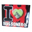 Portafoto da Tavolo in Ceramica 3D "I Love Rossonero" 20x15 cm con Scatola Regalo a Forma di Campo di Calcio