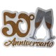 Scritta Centrotavola Anniversario con Calici in Polistirolo Glitterato 50 cm