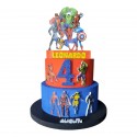 Torta Scenografica Supereroi Marvel in Polistirolo 3D - Personalizzata con Nome, Età e Sagome dei Personaggi