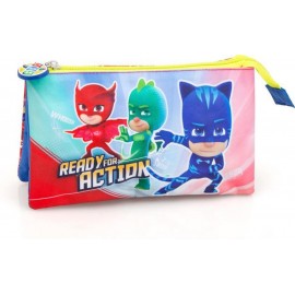 Astuccio PJ Masks con 3 Scomparti Zip Capiente e Resistente per Scuola e Viaggi 22x13 cm