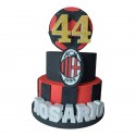 Torta Scenografica AC Milan in Polistirolo 3D Multilivello con Nome e Pallone – Decorazione per Compleanno Tifoso Rossonero