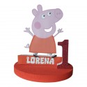 Sagoma Personalizzata Peppa Pig per Compleanno – Nome ed Età, Base 28 cm, Polistirolo 3D Glitterato