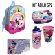 Set Scuola Asilo 5 pz Minnie Disney - School Pack Completo con Zaino 3D LED, Borraccia, Bicchiere, Portamerenda e Tovaglietta
