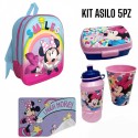 Set Scuola Asilo 5 Pezzi Minnie Disney – Zaino 3D, Borraccia, Bicchiere, Portamerenda e Tovaglietta – Kit Completo per Bambine