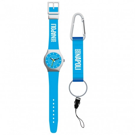 Kit Regalo SSC Napoli – Orologio da Polso Celeste + Portachiave con Moschettone