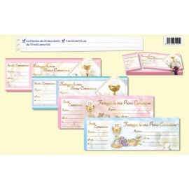 BIGLIETTI INVITI FESTA COMUNIONE CELESETE PZ.15 CM.22.5 X CM.7.6