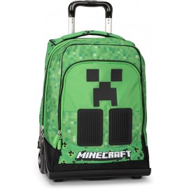 Zaino Trolley Scuola Minecraft Ufficiale – Maniglia Regolabile, Spallacci Imbottiti, Ampio Scomparto, Verde 36x47x23 cm