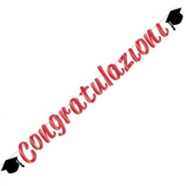 Festone Laurea "Congratulazioni" Rosso e Nero – 2,5m in Stile Metalizzato