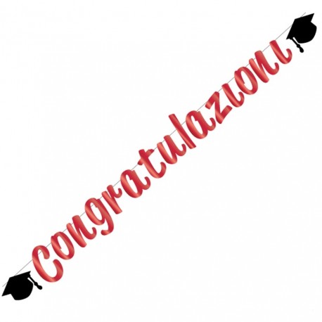 Festone Laurea "Congratulazioni" Rosso e Nero – 2,5m in Stile Metalizzato