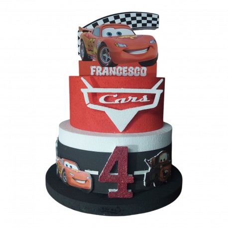 Torta Decorativa Cars Disney Personalizzata – Nome ed Età del Festeggiato – Centrotavola per Compleanno