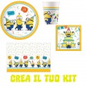 Coordinato Tavolo Minions per Feste Bambini | Kit Completo da 8 a 40 Invitati con Piatti, Bicchieri, Tovaglioli e Tovaglia