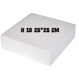 Base in Polistirolo Quadrata H.10 25*25 cm – Supporto per Torte a Piani e Cake Design