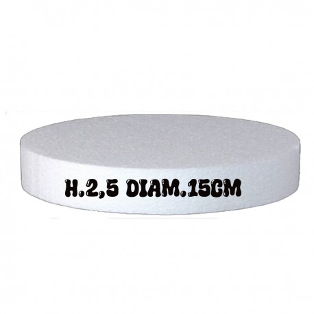 Base in Polistirolo Rotonda Ø15 cm, H 2,5 cm – Supporto per Torte a Piani e Cake Design