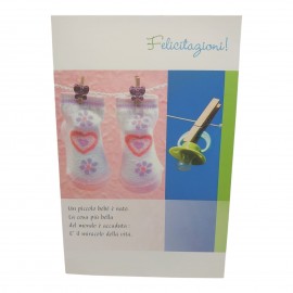 BIGLIETTO AUGURALE NASCITA FELICITAZIONE 17X11 CM PORTA SOLDI