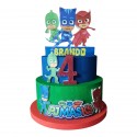 Torta in Polistirolo PJ Masks Super Pigiamini - Decorazione Tavola Personalizzabile per Compleanno