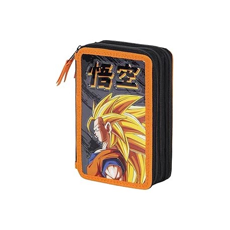 Astuccio Scuola 3 Zip Dragon Ball Warrior – Completo con 36 Colori Giotto – Multicolore 14x21 cm