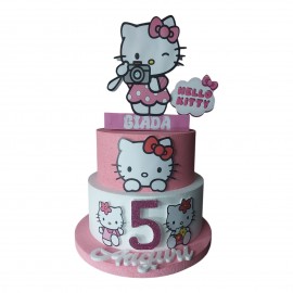 Torta Scenografica Personalizzata Hello Kitty in Polistirolo - Decorazione Centro Tavola 3D per Compleanno con Nome e Età