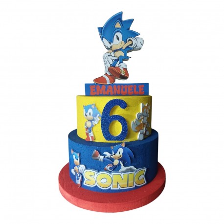 Torta Scenografica Sonic per Compleanno Bambini – Personalizzabile con Nome ed Età