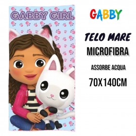 Telo Mare Bambini Gabby's Dollhouse 70x140 cm – Asciugamano in Microfibra Morbida e Asciugatura Rapida