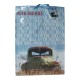 Shopper Regalo "Over the Hill" in Carta con Chiudipacco – Busta Vintage con Auto d’Epoca – Manici in Cordino 25x35x10 cm