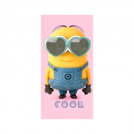 Telo Mare Minions Rosa 70x140 cm – 100% Cotone – Asciugamano Bambina Spiaggia Piscina