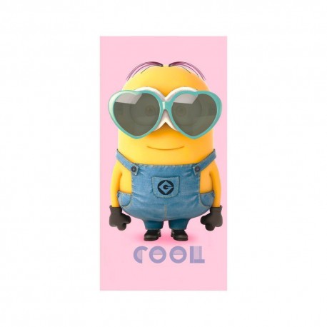 Telo Mare Minions Rosa 70x140 cm – 100% Cotone – Asciugamano Bambina Spiaggia Piscina