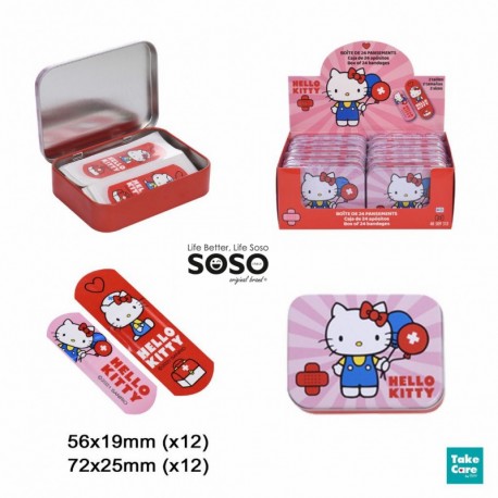 Cerotti Hello Kitty Rosa e Rosso – 24 Pezzi in Scatola di Metallo – Cerotti Colorati per Bambini