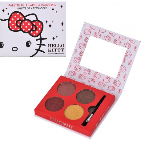 Set di Trucchi Hello Kitty – Palette 4 Ombretti con Pennello e Specchio – Vegano e Dermatologicamente Testato